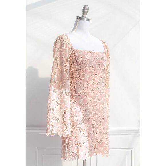 Storia Lia Square Neck Sheath Lace Mini Dress Blush Pink Lined Small S NEW - Picture 5 of 10